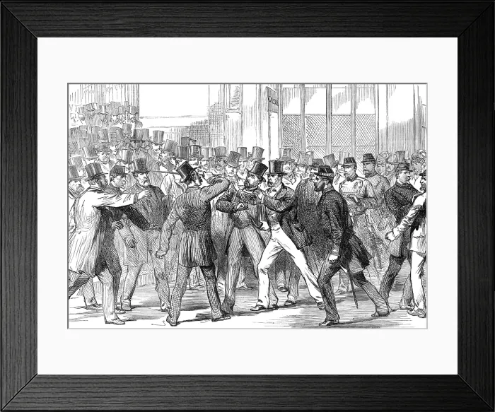 Framed Print : The Assault on M. Gambetta by M. de Sainte-Croix at the Sainte Lazare Station, Paris, 1874. Creator: Unknown Framed Print : The Assault on M. Gambetta by M. de Sainte-Croix at the Sainte Lazare Station, Paris, 1874. Creator: Unknown