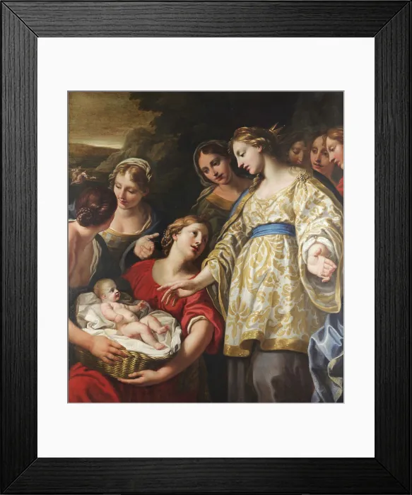 Framed Print : The Finding of Moses. Creator: Marinari, Onorio (1627-1715) Framed Print : The Finding of Moses. Creator: Marinari, Onorio (1627-1715)