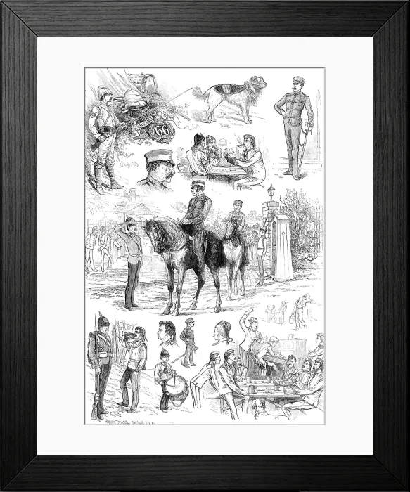 Framed Print : Sketches of the 66th (Berkshire) Regiment, 1881. Creator: Unknown Framed Print : Sketches of the 66th (Berkshire) Regiment, 1881. Creator: Unknown