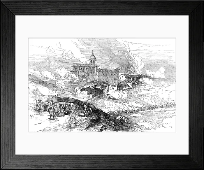 Framed Print : The Civil War in Spain: bombardment of Hernani, 1874. Creator: Unknown Framed Print : The Civil War in Spain: bombardment of Hernani, 1874. Creator: Unknown