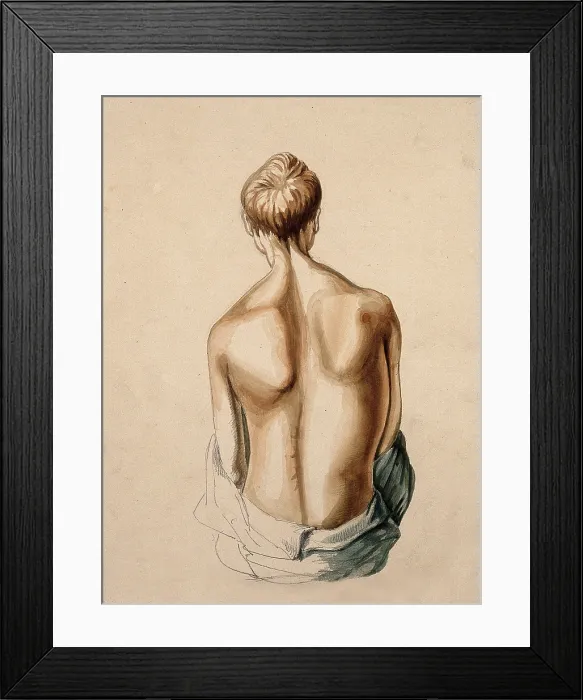 Framed Print : A figure, viewed from the waist up, as seen from behind. Creator: Unknown Framed Print : A figure, viewed from the waist up, as seen from behind. Creator: Unknown