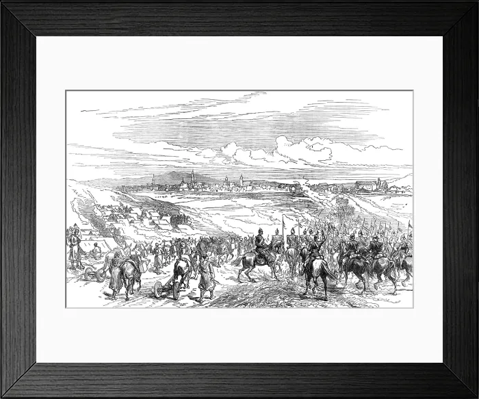 Framed Print : The Civil War in Spain: arrival of the Catalan Division at Vittoria, 1874. Creator: Unknown