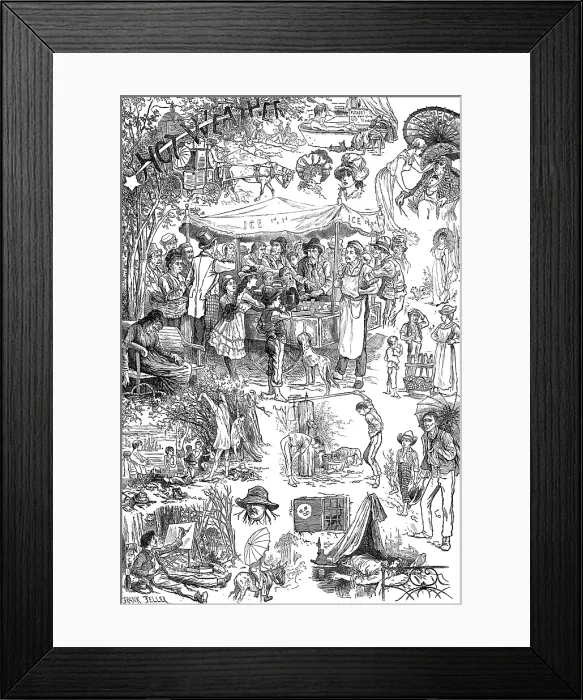 Framed Print : Hot weather sketches, 1881. Creator: Frank Feller Framed Print : Hot weather sketches, 1881. Creator: Frank Feller