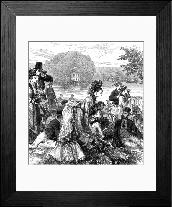 Framed Print : A sketch at Henley Regatta, 1874. Creator: Unknown Framed Print : A sketch at Henley Regatta, 1874. Creator: Unknown