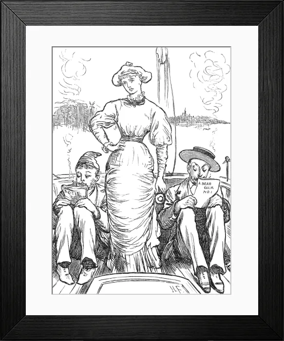 Framed Print : Sketches at the Ryde Regatta: A Dead Calm, 1881. Creator: Joseph Swain Framed Print : Sketches at the Ryde Regatta: A Dead Calm, 1881. Creator: Joseph Swain