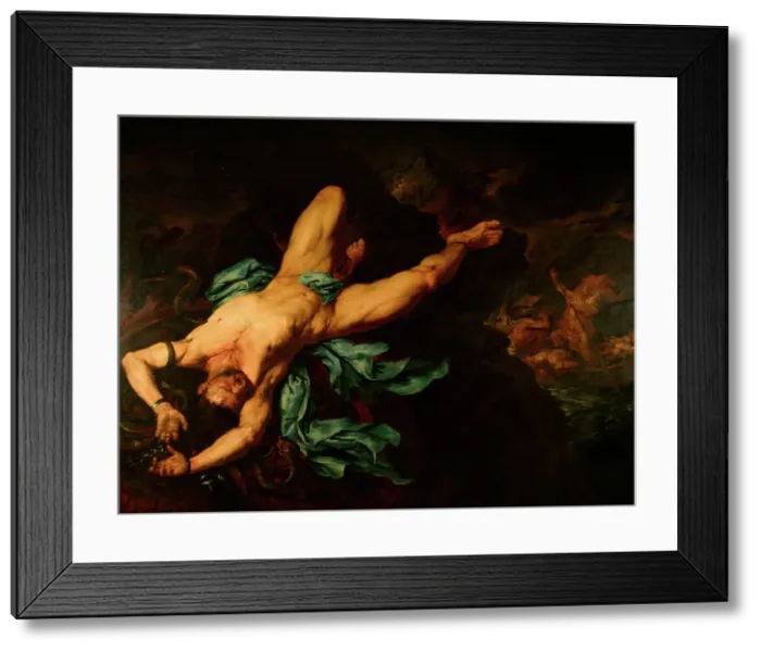 Framed Print : The Punishment of Ixion, Mid of 17th century. Creator: Langetti, Giovan Battista (1635-1676) Framed Print : The Punishment of Ixion, Mid of 17th century. Creator: Langetti, Giovan Battista (1635-1676)