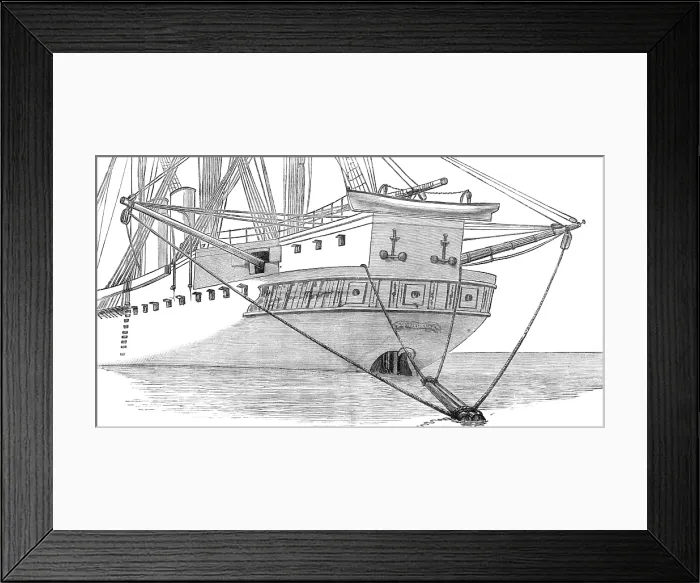 Framed Print : Steering spar contrivance for H.M.S. Bacchante after the squall, 1881. Creator: Unknown Framed Print : Steering spar contrivance for H.M.S. Bacchante after the squall, 1881. Creator: Unknown