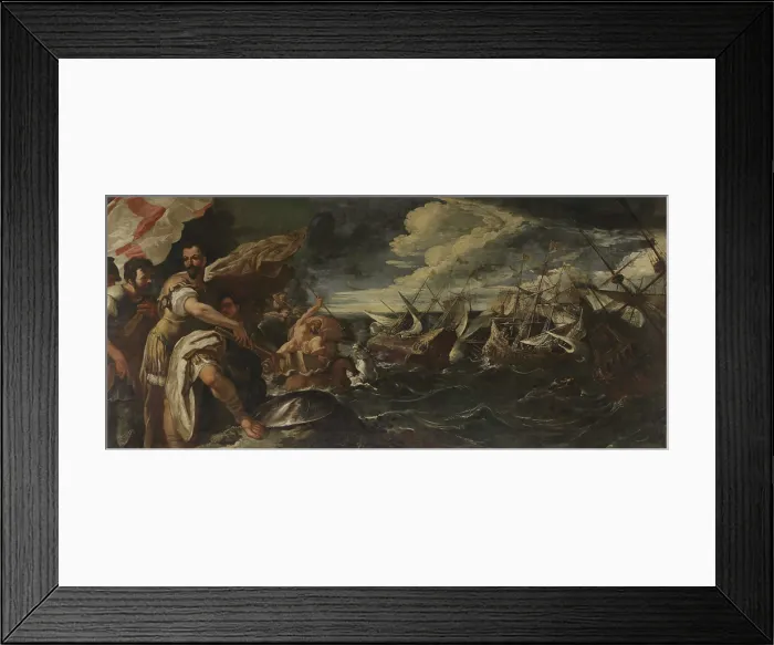 Framed Print : Alessandro Farnese witnesses the destruction of the Invincible Armada, 1687. Creator: Ricci, Sebastiano (1659-1734) Framed Print : Alessandro Farnese witnesses the destruction of the Invincible Armada, 1687. Creator: Ricci, Sebastiano (1659-1734)