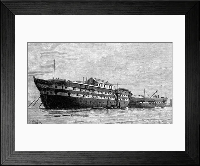 Framed Print : The Smallpox Hulks, Atlas and Endymion, at Deptford Creek, 1881. Creator: Unknown Framed Print : The Smallpox Hulks, Atlas and Endymion, at Deptford Creek, 1881. Creator: Unknown