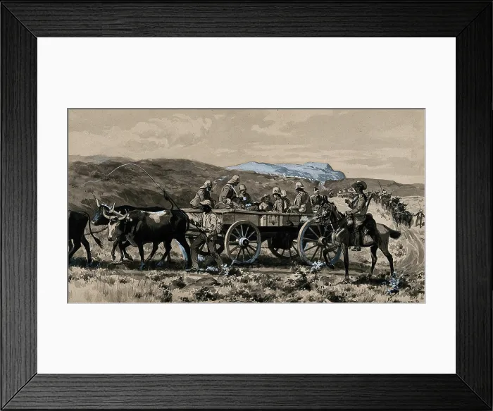 Framed Print : Boer War: wounded men transported in an ambulance cart drawn by oxen, 1900. Creator: George Soper Framed Print : Boer War: wounded men transported in an ambulance cart drawn by oxen, 1900. Creator: George Soper