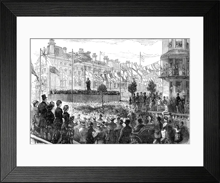 Framed Print : Professor Owen unveiling the statue of Harvey at Folkestone, 1881. Creator: Unknown Framed Print : Professor Owen unveiling the statue of Harvey at Folkestone, 1881. Creator: Unknown