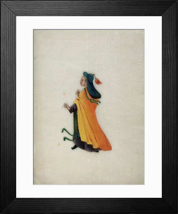 Framed Print : A woman wearing brightly coloured robes and a tasselled head dress, 1800. Creator: Unknown Framed Print : A woman wearing brightly coloured robes and a tasselled head dress, 1800. Creator: Unknown