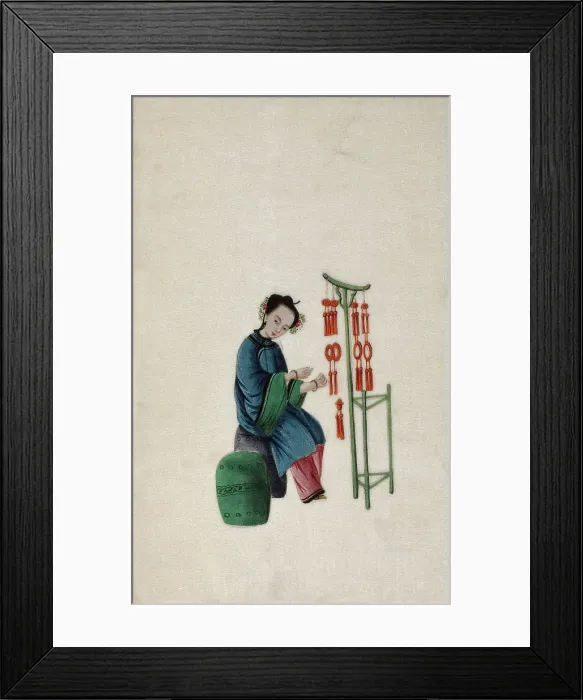 Framed Print : A woman displaying good luck tassels for sale, 1800. Creator: Unknown Framed Print : A woman displaying good luck tassels for sale, 1800. Creator: Unknown