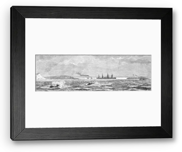 Framed Print : The White Star steam-ship Britannic aground off Kenmore, coast of Wexford, 1881. Creator: Unknown