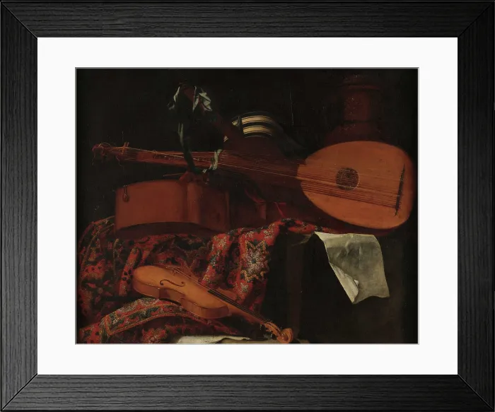 Framed Print : Still Life with Musical Instruments, Mid of 17th century. Creator: Baschenis, Evaristo (1617-1677) Framed Print : Still Life with Musical Instruments, Mid of 17th century. Creator: Baschenis, Evaristo (1617-1677)