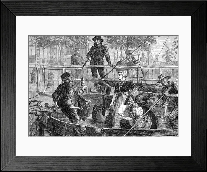 Framed Print : The tourist in Holland: taking toll on a Dutch canal, 1881. Creator: Charles Olivier Murray Framed Print : The tourist in Holland: taking toll on a Dutch canal, 1881. Creator: Charles Olivier Murray