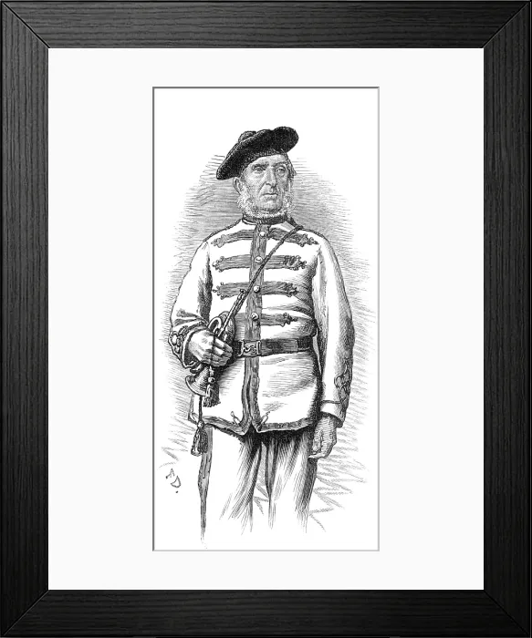 Framed Print : The Scottish Volunteers: Bugler W. Balmer, aged 80, Border Rifles, late the 92nd Highlanders, 1881. Creator: Unknown Framed Print : The Scottish Volunteers: Bugler W. Balmer, aged 80, Border Rifles, late the 92nd Highlanders, 1881. Creator: Unknown