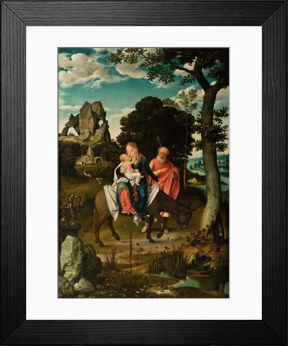 Framed Print : The Flight into Egypt, c1520. Creator: Cleve, Joos van (ca. 1485-1540) Framed Print : The Flight into Egypt, c1520. Creator: Cleve, Joos van (ca. 1485-1540)