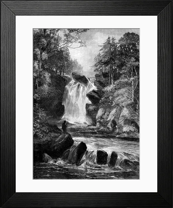 Framed Print : The Tourist Season in Scotland: The Falls of Muick, five miles from Ballater, 1881. Creator: Unknown Framed Print : The Tourist Season in Scotland: The Falls of Muick, five miles from Ballater, 1881. Creator: Unknown