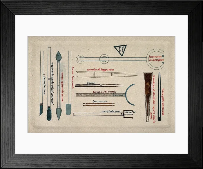 Framed Print : Surgical instruments, mainly cannulae and spatulas. Creator: Unknown Framed Print : Surgical instruments, mainly cannulae and spatulas. Creator: Unknown