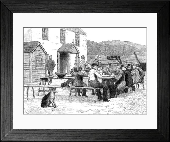 Framed Print : Scottish Volunteers at home: after dinner at a sheep-farm near the Spital of Glenshee, 1881. Creator: Unknown Framed Print : Scottish Volunteers at home: after dinner at a sheep-farm near the Spital of Glenshee, 1881. Creator: Unknown