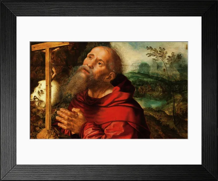 Framed Print : Saint Jerome in Prayer. Creator: Hemessen, Jan Sanders, van (c. 1500-c. 1566) Framed Print : Saint Jerome in Prayer. Creator: Hemessen, Jan Sanders, van (c. 1500-c. 1566)