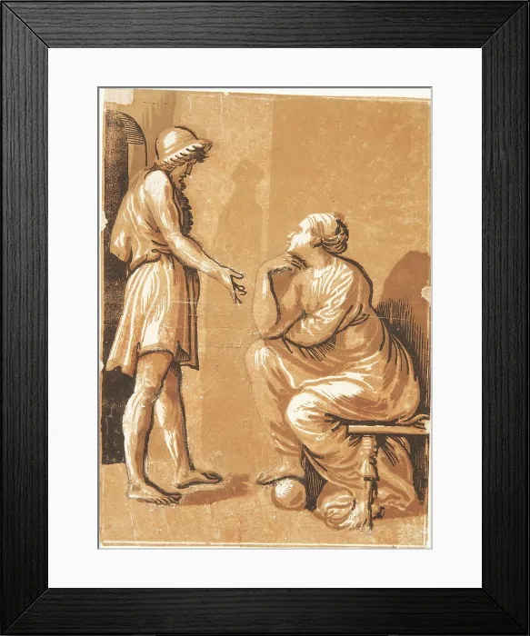 Framed Print : Raphael with his mistress, c1525. Creator: Ugo da Carpi (1480-1532) Framed Print : Raphael with his mistress, c1525. Creator: Ugo da Carpi (1480-1532)