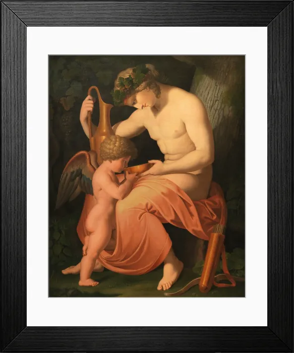 Framed Print : Bacchus and Cupid, 1796. Creator: Carstens, Asmus Jacob (1754-1798) Framed Print : Bacchus and Cupid, 1796. Creator: Carstens, Asmus Jacob (1754-1798)