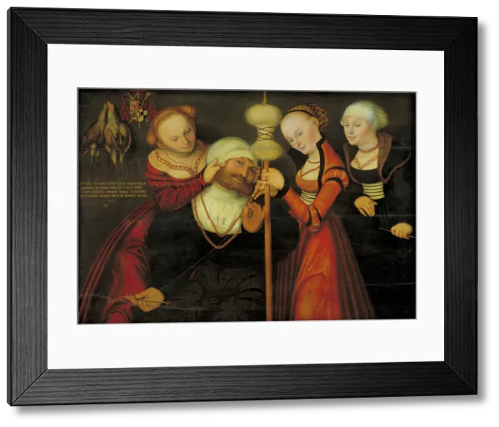 Framed Print : Hercules and Omphale, 1535. Creator: Cranach, Lucas, the Elder (1472-1553) Framed Print : Hercules and Omphale, 1535. Creator: Cranach, Lucas, the Elder (1472-1553)