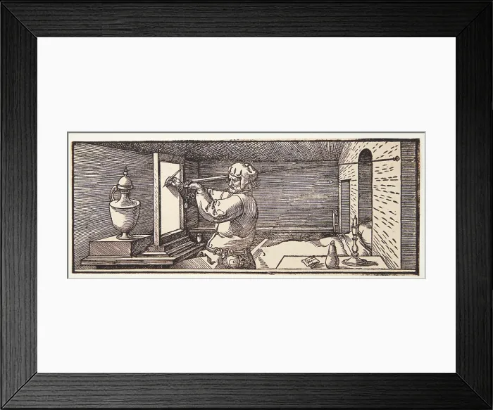 Framed Print : Draughtsman drawing a vase, 1525. Creator: Durer, Albrecht (1471-1528) Framed Print : Draughtsman drawing a vase, 1525. Creator: Durer, Albrecht (1471-1528)