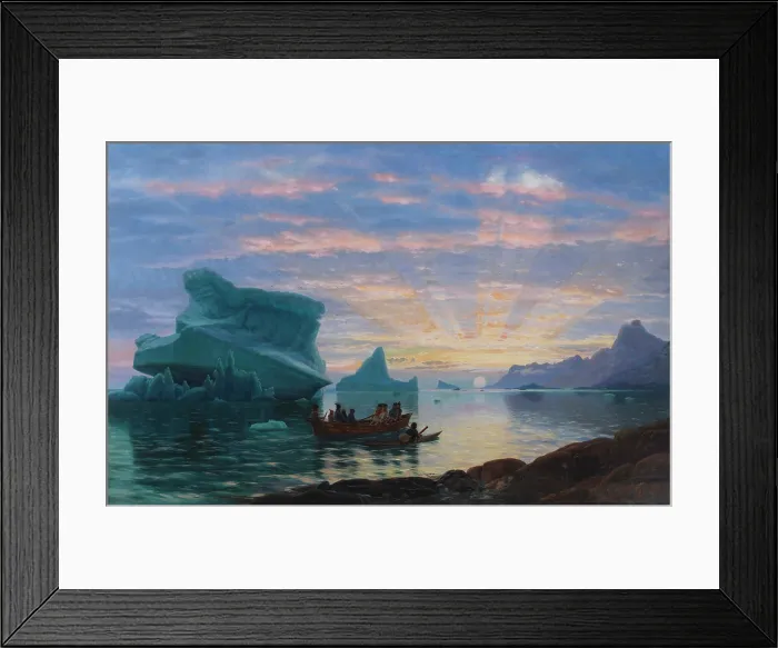 Framed Print : Midnight at the coast of Greenland, 1872. Creator: Rasmussen, Carl (1841-1893) Framed Print : Midnight at the coast of Greenland, 1872. Creator: Rasmussen, Carl (1841-1893)