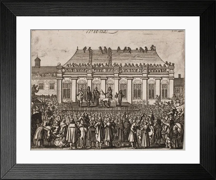 Framed Print : The Beheading of Charles I outside the Banqueting House, Whitehall, London. Creator: Rothgiesser, Christian Lorenzen (?-1659) Framed Print : The Beheading of Charles I outside the Banqueting House, Whitehall, London. Creator: Rothgiesser, Christian Lorenzen (?-1659)