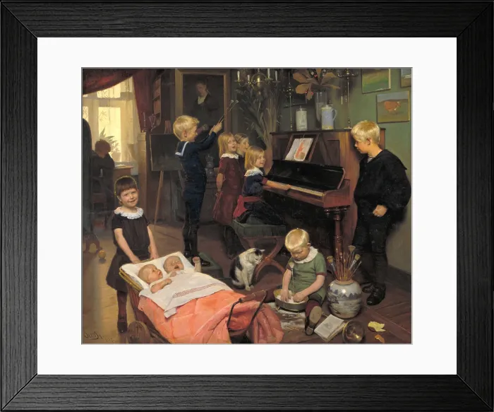 Framed Print : A Concert: The Artist's Children and their Playmates, 1887. Creator: Haslund, Otto Carl Bentzon (1842-1917). A Concert: The Artist's Children and their Playmates, 1887. Creator: Haslund, Otto Carl Bentzon (1842-1917) Framed Print : A Concert: The Artist's Children and their Playmates, 1887. Creator: Haslund, Otto Carl Bentzon (1842-1917). A Concert: The Artist's Children and their Playmates, 1887. Creator: Haslund, Otto Carl Bentzon (1842-1917)