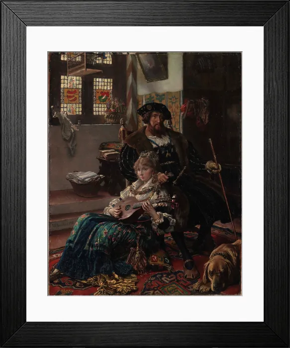 Framed Print : King Christian II of Denmark and Dyveke Sigbritsdatter, 1885. Creator: Rosenstand, Vilhelm (1838-1915) Framed Print : King Christian II of Denmark and Dyveke Sigbritsdatter, 1885. Creator: Rosenstand, Vilhelm (1838-1915)
