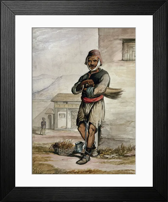Framed Print : A man of Simla, standing in a prison with manacles around his ankles, 1866. Creator: R Clint Framed Print : A man of Simla, standing in a prison with manacles around his ankles, 1866. Creator: R Clint