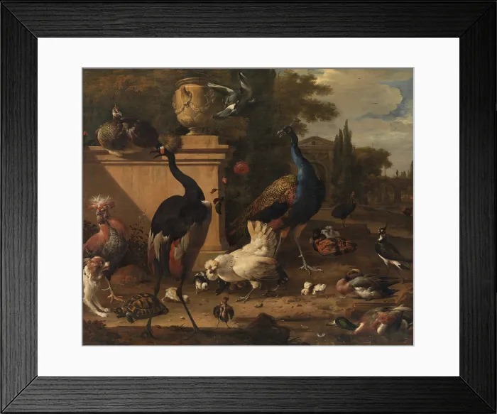Framed Print : Hen Run at a Manor, c1675-1680. Creator: Hondecoeter, Melchior de (1636-1695) Framed Print : Hen Run at a Manor, c1675-1680. Creator: Hondecoeter, Melchior de (1636-1695)