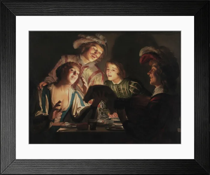 Framed Print : Musical Group by Candlelight, 1623. Creator: Honthorst, Gerrit, van (1592-1656)