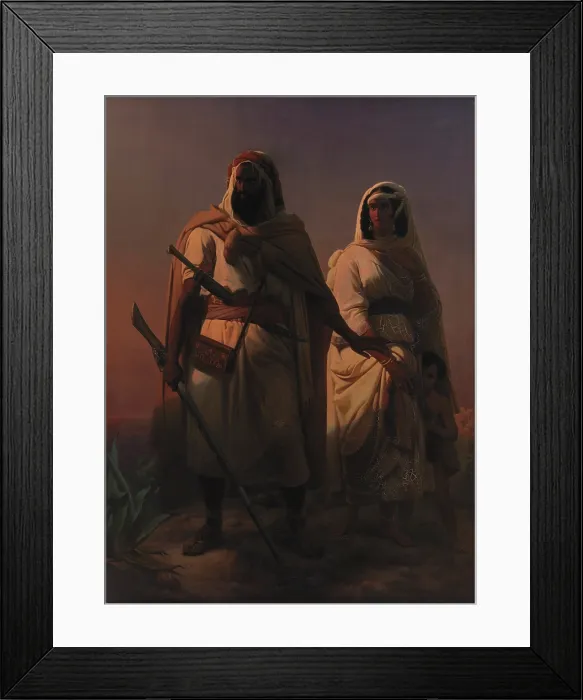 Framed Print : An Arab Family in the Desert, 1847. Creator: Simonsen, Niels (1807-1885) Framed Print : An Arab Family in the Desert, 1847. Creator: Simonsen, Niels (1807-1885)