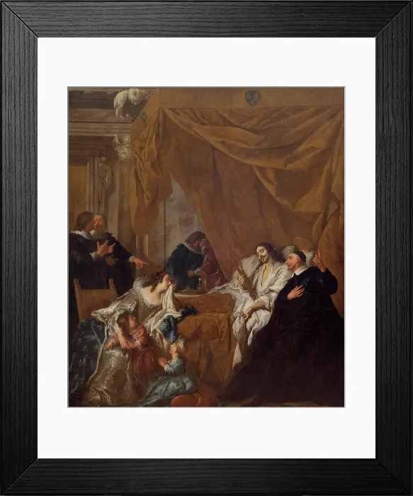 Framed Print : Saint Vincent de Paul at the Deathbed of Louis XIII, 1731. Creator: Troy, Jean-Francois de (1679-1752) Framed Print : Saint Vincent de Paul at the Deathbed of Louis XIII, 1731. Creator: Troy, Jean-Francois de (1679-1752)