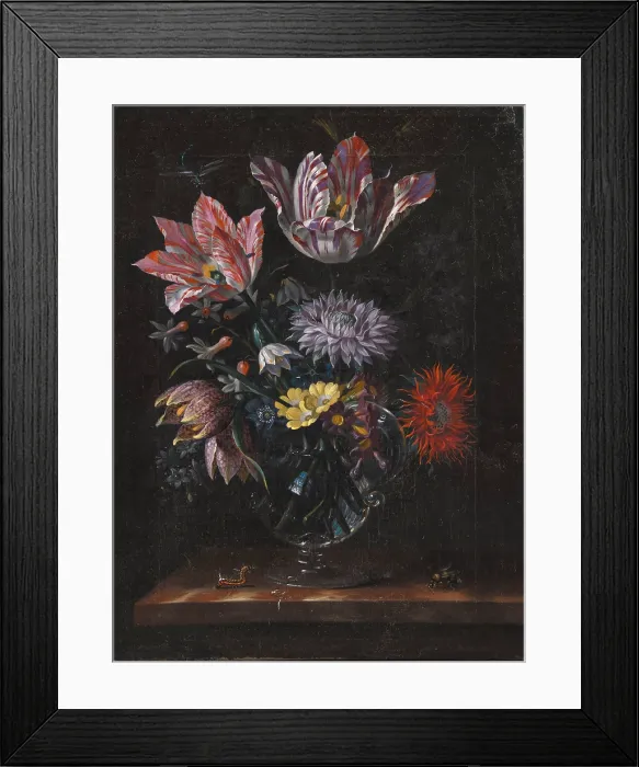 Framed Print : A Glass Vase with Flowers, c1650. Creator: Marrel, Jacob (1614-1681) Framed Print : A Glass Vase with Flowers, c1650. Creator: Marrel, Jacob (1614-1681)