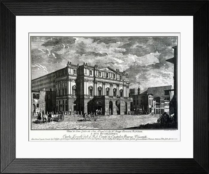 Framed Print : View of the Teatro Grande alla Scala, Late 18th century. Creator: Aspari, Domenico (1745-1831) Framed Print : View of the Teatro Grande alla Scala, Late 18th century. Creator: Aspari, Domenico (1745-1831)