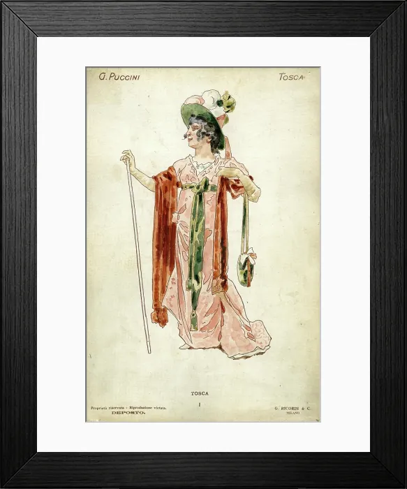 Framed Print : Costume design for the opera Tosca by Giacomo Puccini, 1900. Creator: Hohenstein, Adolfo (1854-1928) Framed Print : Costume design for the opera Tosca by Giacomo Puccini, 1900. Creator: Hohenstein, Adolfo (1854-1928)