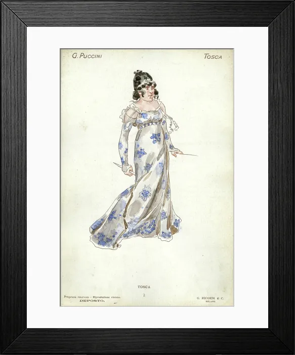Framed Print : Costume design for the opera Tosca by Giacomo Puccini, 1900. Creator: Hohenstein, Adolfo (1854-1928) Framed Print : Costume design for the opera Tosca by Giacomo Puccini, 1900. Creator: Hohenstein, Adolfo (1854-1928)