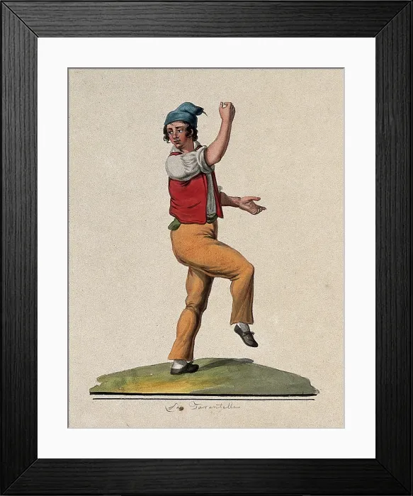 Framed Print : A young man dancing the tarantella. Creator: Unknown Framed Print : A young man dancing the tarantella. Creator: Unknown