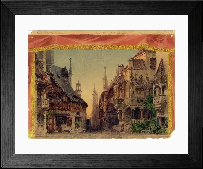 Framed Print : Stage design for the opera Die Meistersinger von Nurnberg by R. Wagner, 1899. Creator: Ferrario, Carlo (1833-1907) Framed Print : Stage design for the opera Die Meistersinger von Nurnberg by R. Wagner, 1899. Creator: Ferrario, Carlo (1833-1907)