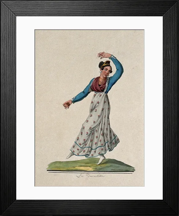 Framed Print : A young woman dancing the tarantella. Creator: Unknown Framed Print : A young woman dancing the tarantella. Creator: Unknown