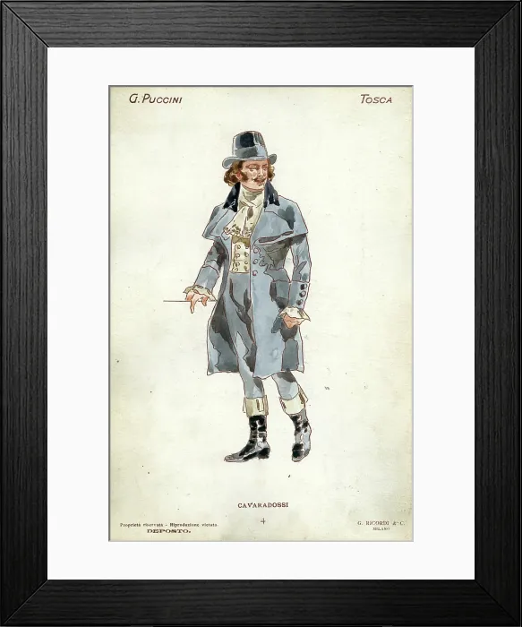 Framed Print : Costume design for the opera Tosca by Giacomo Puccini, 1900. Creator: Hohenstein, Adolfo (1854-1928) Framed Print : Costume design for the opera Tosca by Giacomo Puccini, 1900. Creator: Hohenstein, Adolfo (1854-1928)