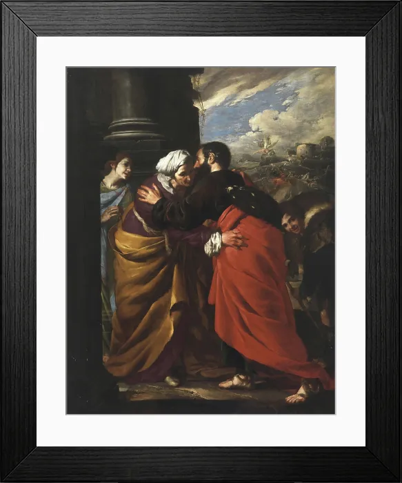 Framed Print : Meeting of Saints Joachim and Anne at the Golden Gate, c1640. Creator: Cavallino, Bernardo (1616-1656) Framed Print : Meeting of Saints Joachim and Anne at the Golden Gate, c1640. Creator: Cavallino, Bernardo (1616-1656)