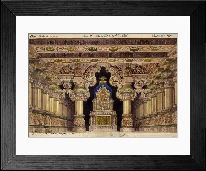 Framed Print : The temple of Indra, Lahore. Stage design for the opera Le roi de Lahore... 1899. Creator: Ferrario, Carlo (1833-1907) Framed Print : The temple of Indra, Lahore. Stage design for the opera Le roi de Lahore... 1899. Creator: Ferrario, Carlo (1833-1907)