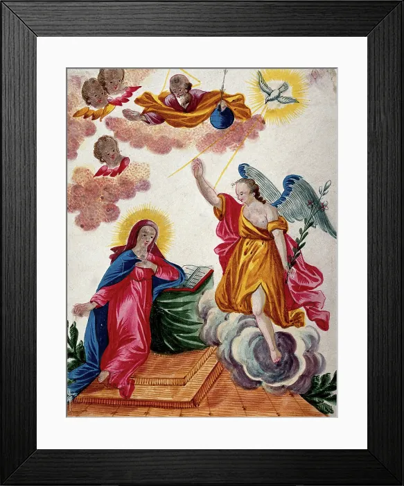 Framed Print : The angel announces to the Virgin that she will give birth to Christ. Creator: Unknown Framed Print : The angel announces to the Virgin that she will give birth to Christ. Creator: Unknown
